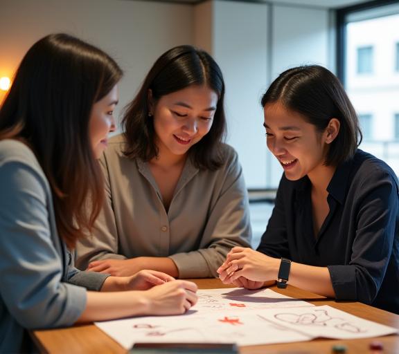 The founding team of Kopitiam Table discussing a new food concept.